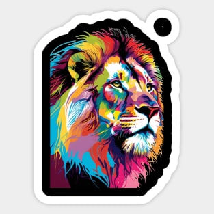 Colorful Lion Head Design Pop Art Style Sticker